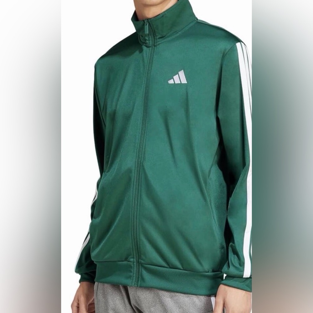 ADIDAS Forest Green Track Jacket with White Stripes